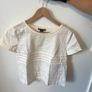 Armani Exchange Women's White Pullover Short Sleeve Breathable Crop Top Size M